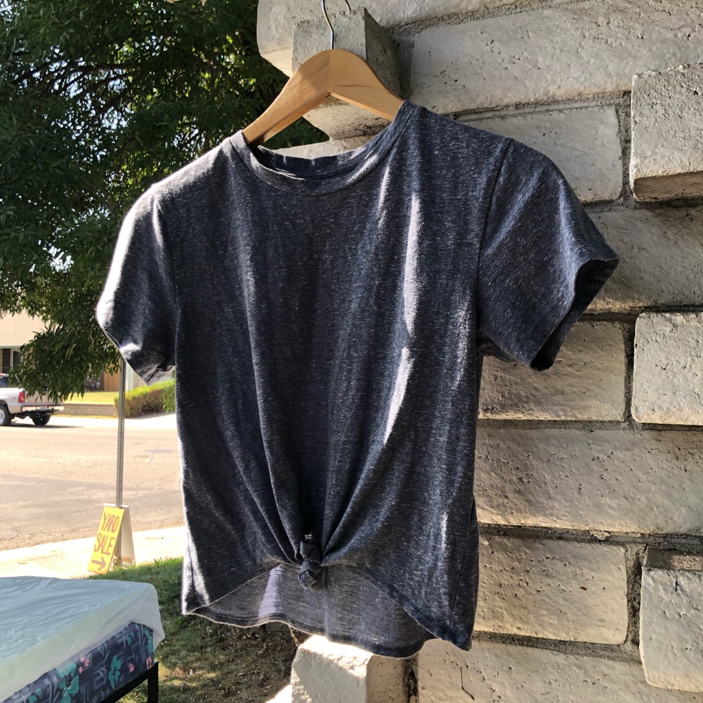 Grey Tie Front Top